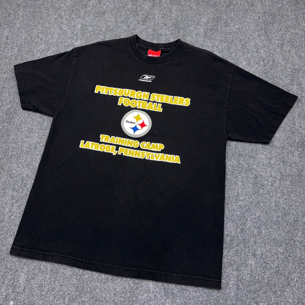 VTG Reebok Pittsburgh Steelers Training Camp Graphic T-Shirt Men's L Made in USA